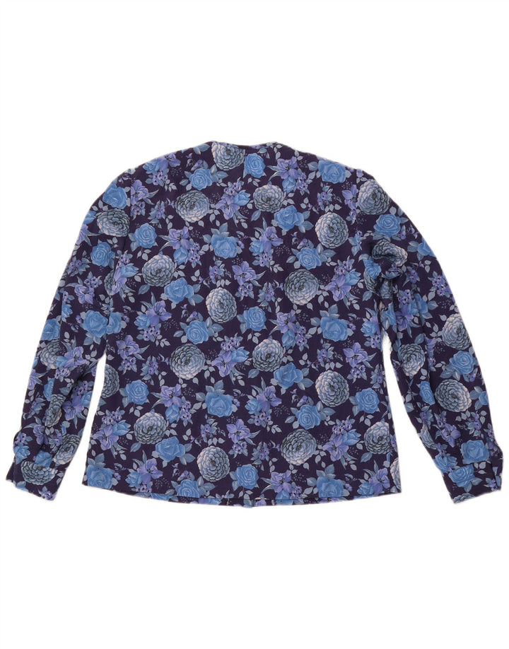Blusa feminina VINTAGE UK 14 médio roxo floral