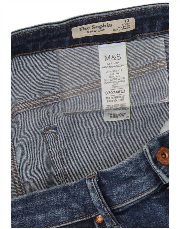 MARKS & SPENCER Feminino Sophia Straight Jeans Reino Unido 12 Médio W30 L33 Azul