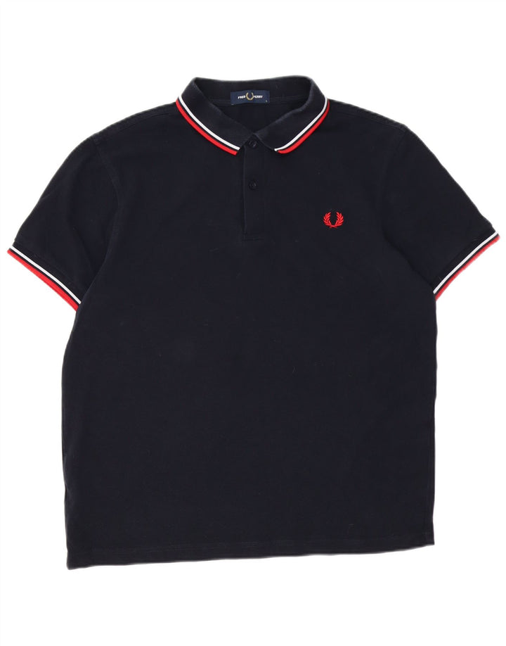 Camisa polo masculina Fred Perry grande algodão azul marinho