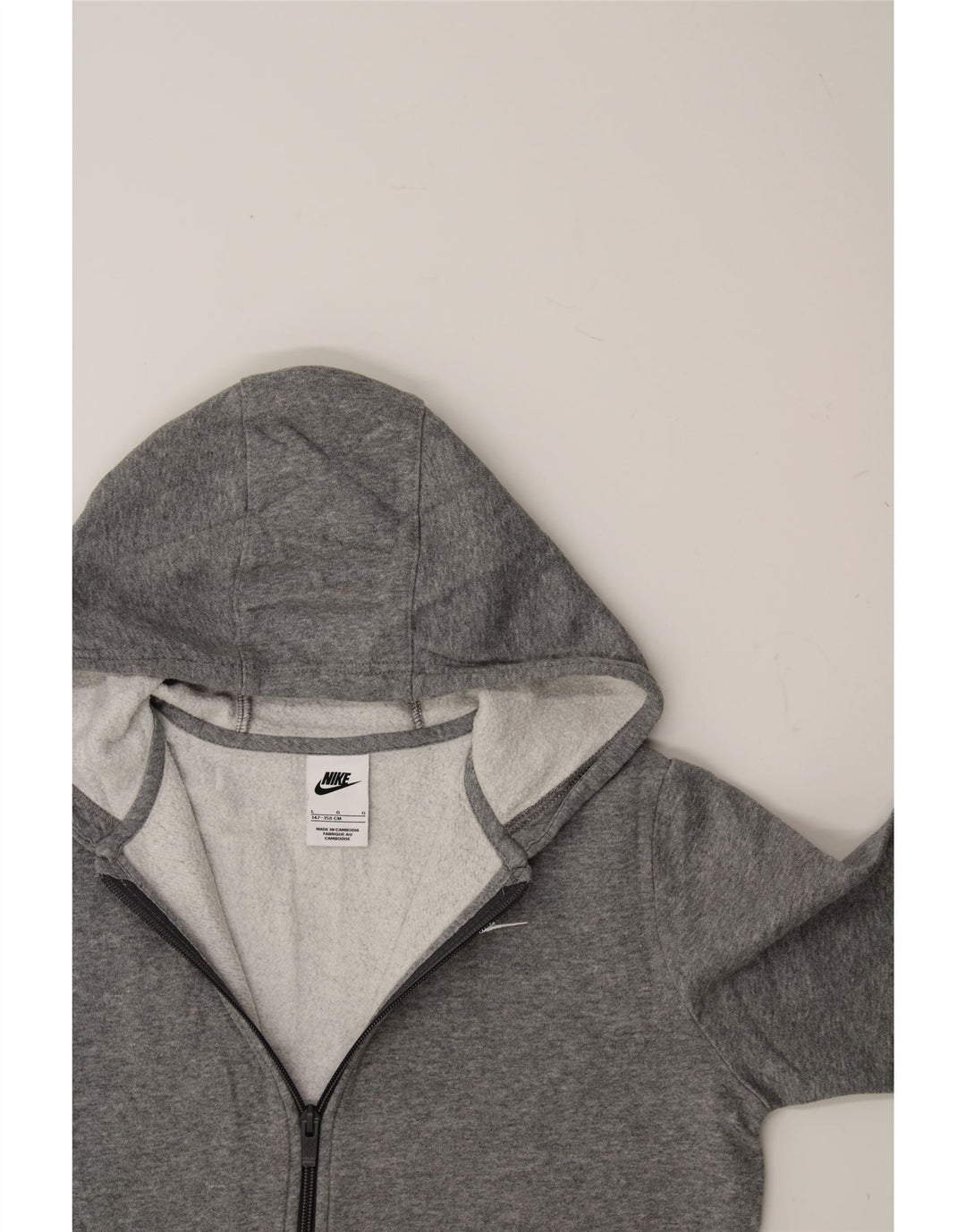 NIKE Boys Zip Hoodie Sweater 12-13 Years Large  Grey Cotton Vintage Nike and Second-Hand Nike from Messina Hembry 