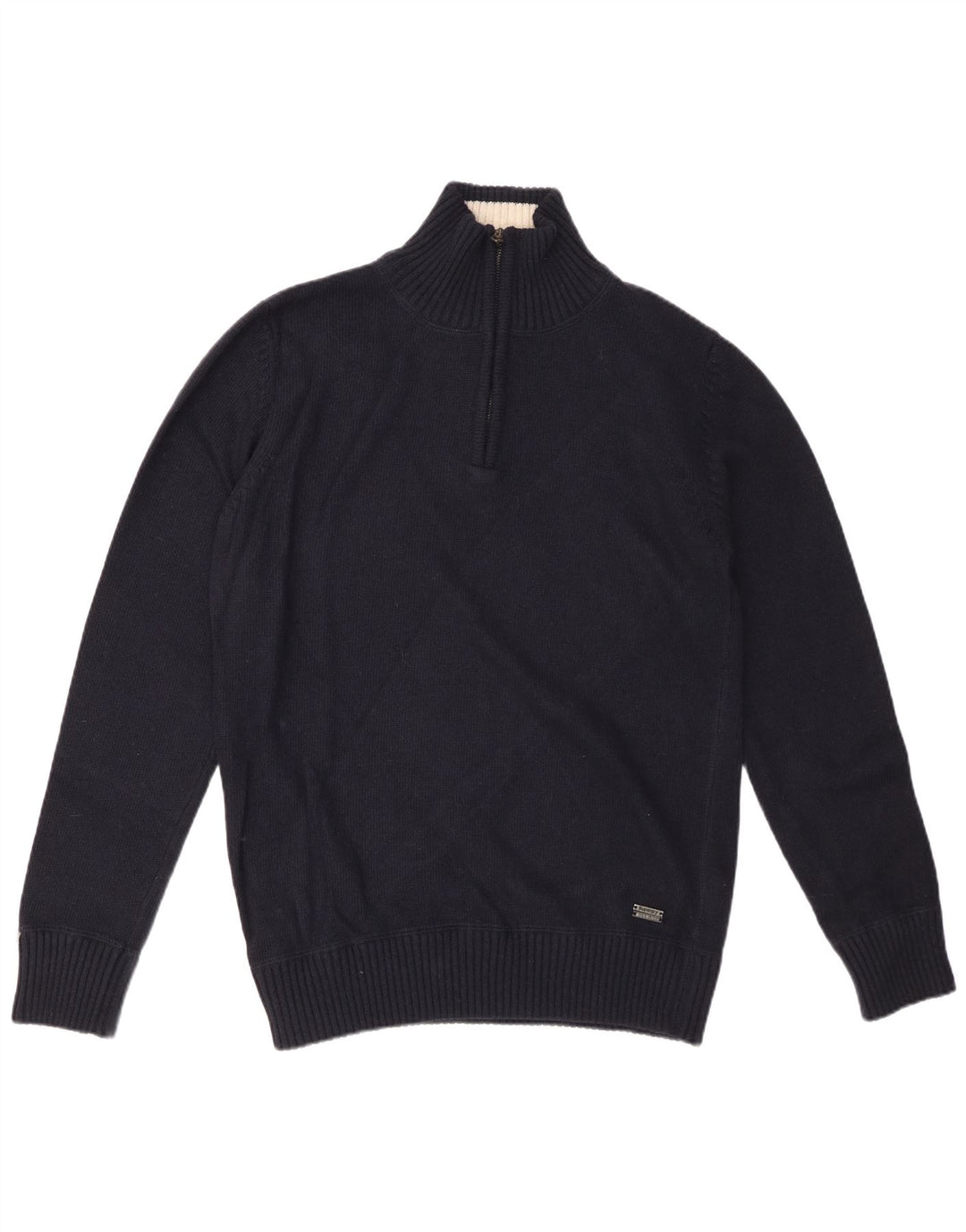 Suéter masculino SUPERDRY com zíper e gola XL em viscose azul marinho