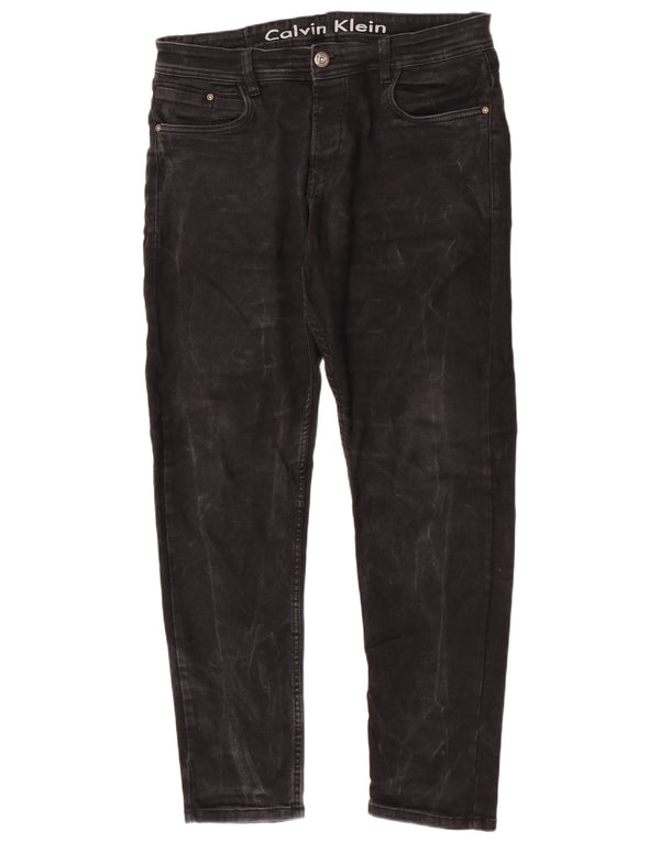 Calvin Klein Mens Jeans Slim W35 L29 Algodão Preto