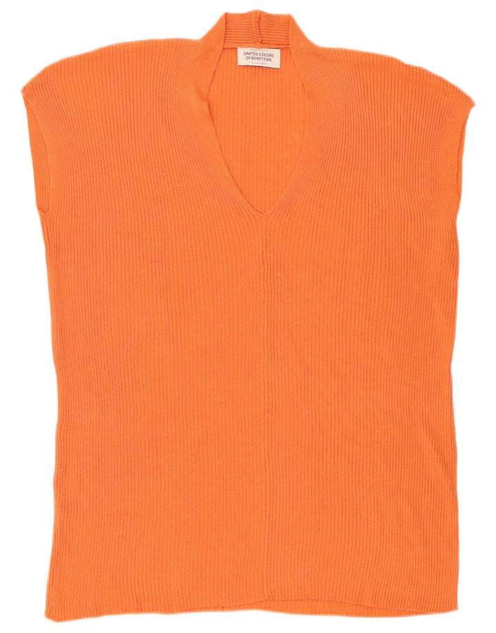 Benetton Regata Feminina Oversized Colete UK 14 Médio Laranja Viscose