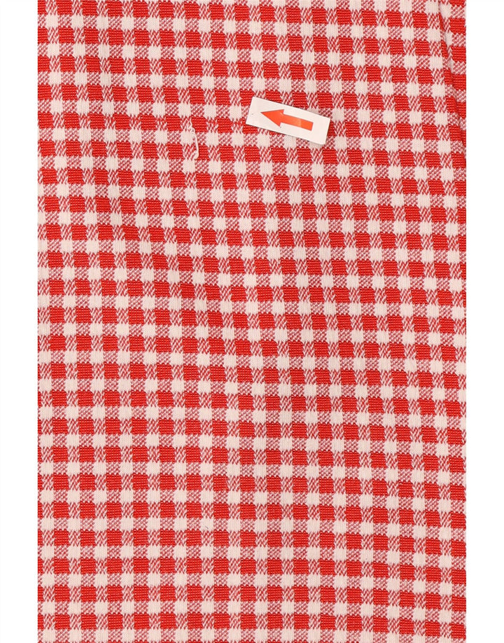 Vestido feminino Zara A-Line UK 8 pequeno poliéster vermelho guingão