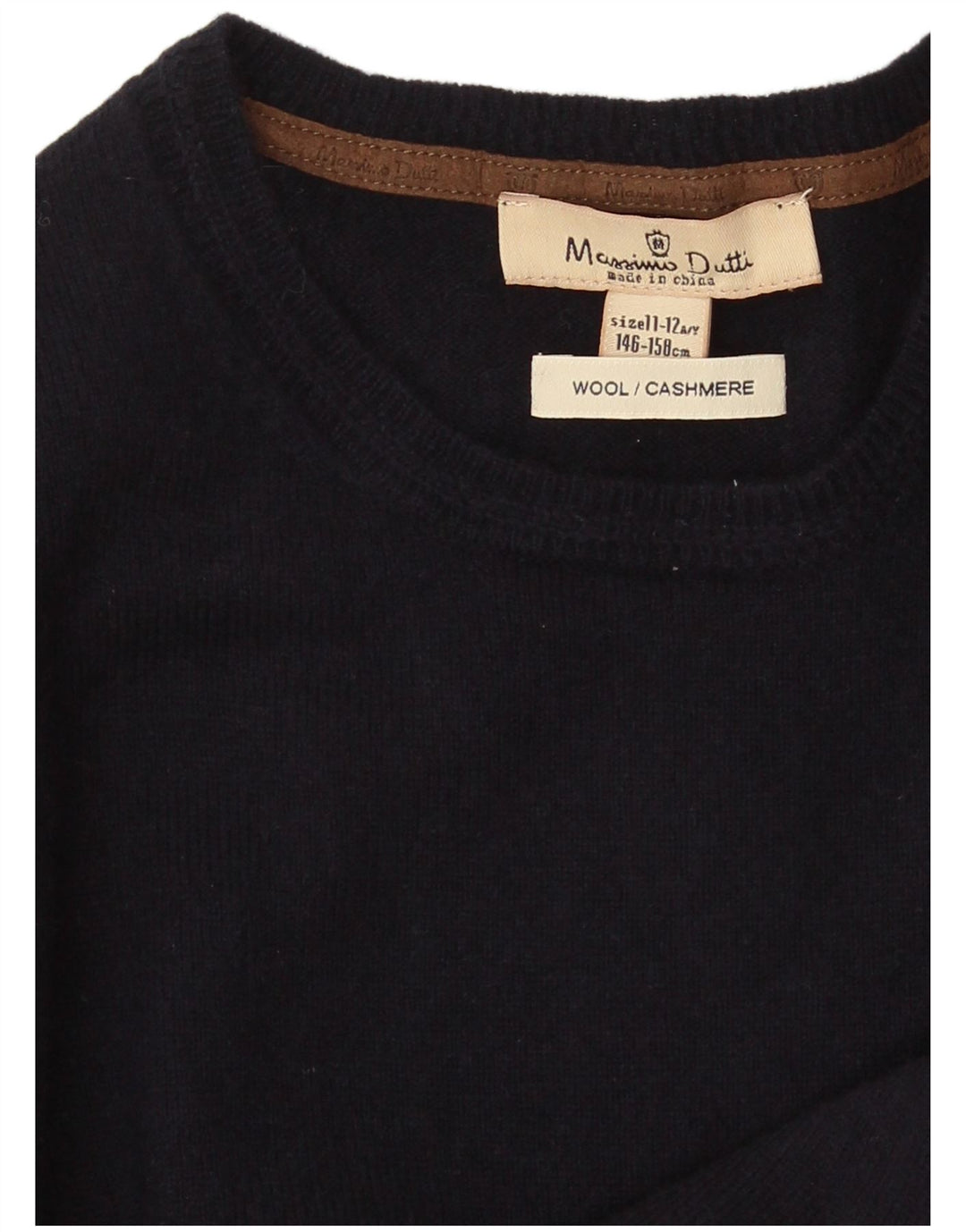 Suéter masculino Massimo Dutti com gola redonda 11-12 anos lã azul marinho