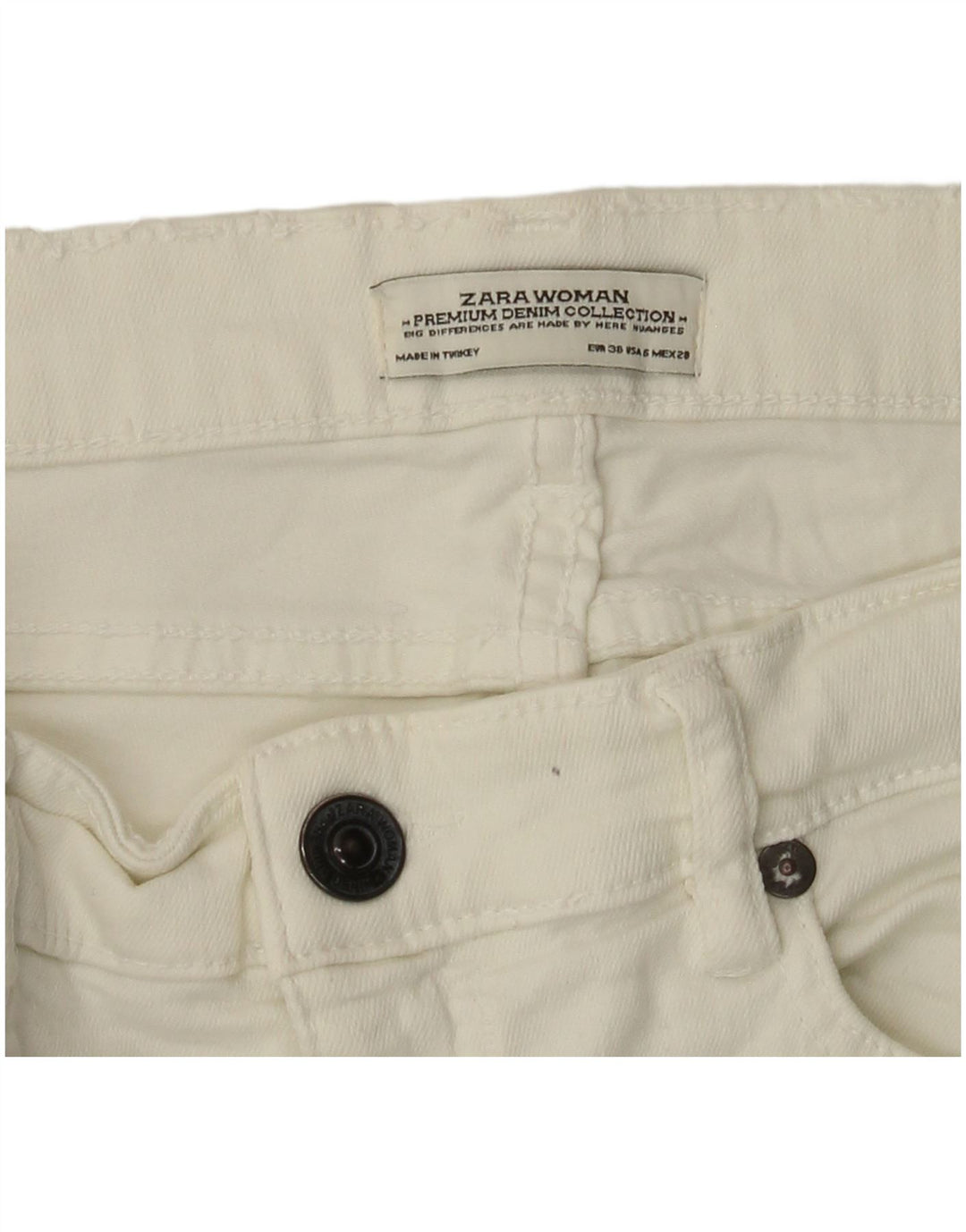 ZARA Jeans Slim Feminino EU 38 Pequeno W28 L26 Branco