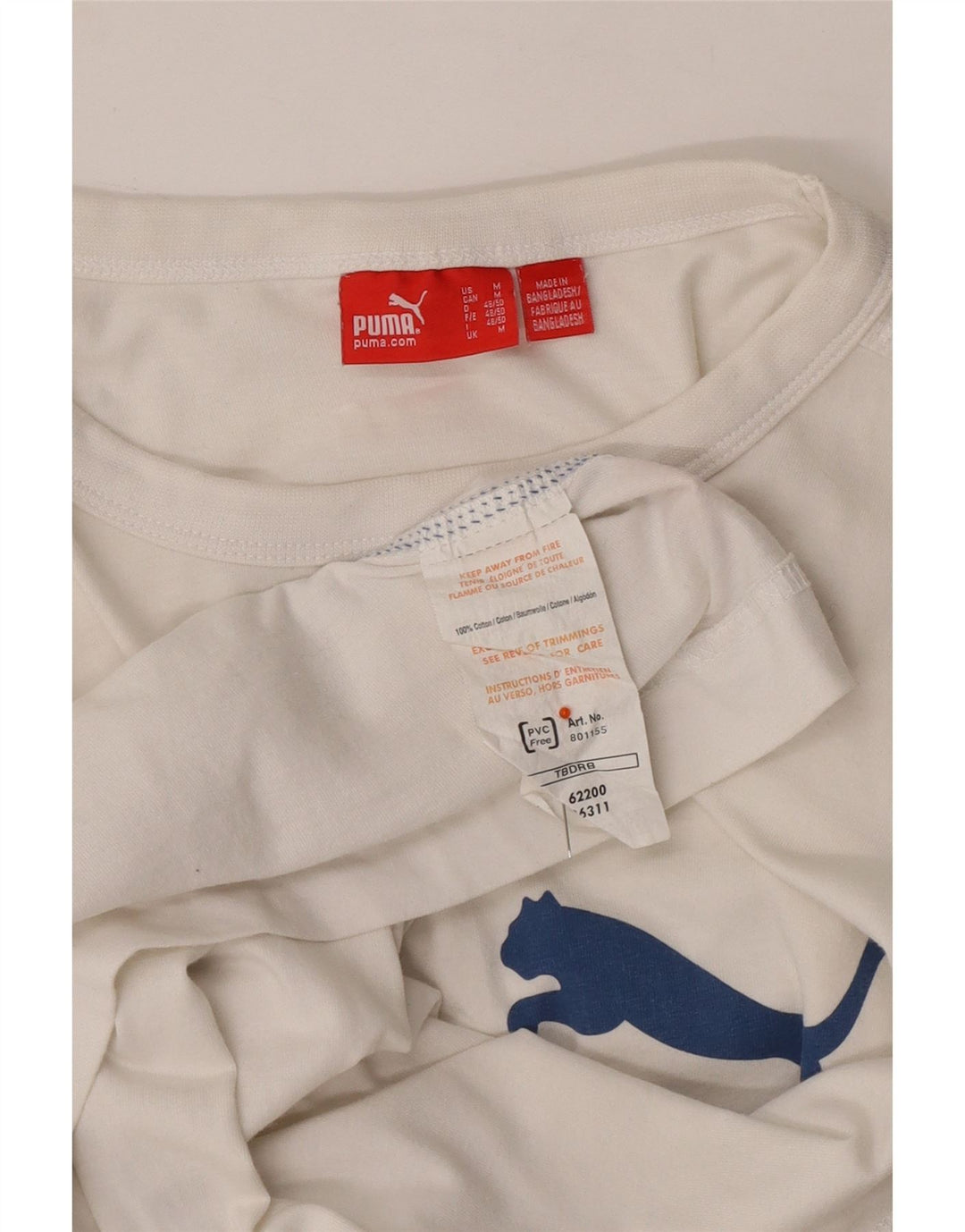 PUMA Mens Graphic Top Manga Longa Médio Algodão Branco