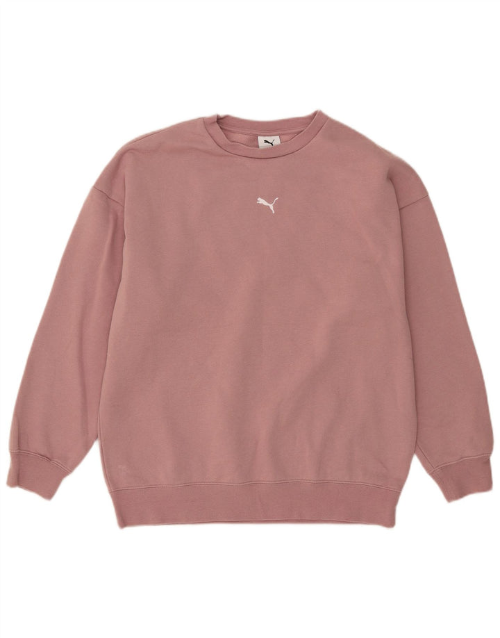 Puma moletom feminino oversized jumper UK 10 pequeno algodão rosa