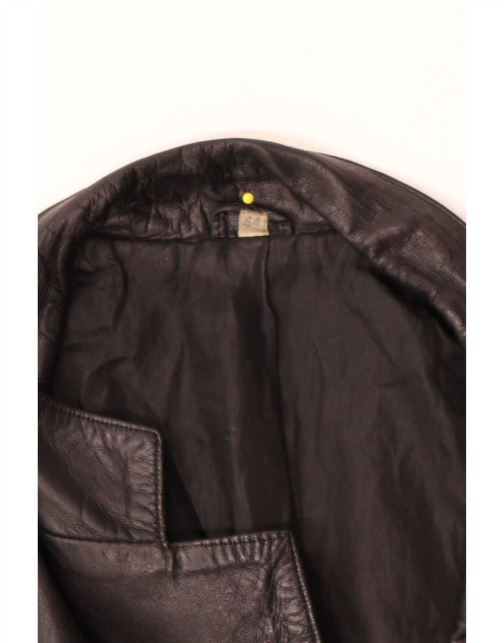 Jaqueta blazer masculina vintage de couro com 3 botões IT 54 XL preta