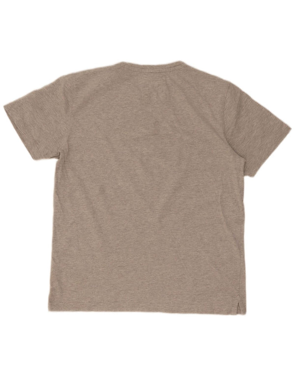 Camiseta masculina Crew Clothing Top grande algodão manchado cinza