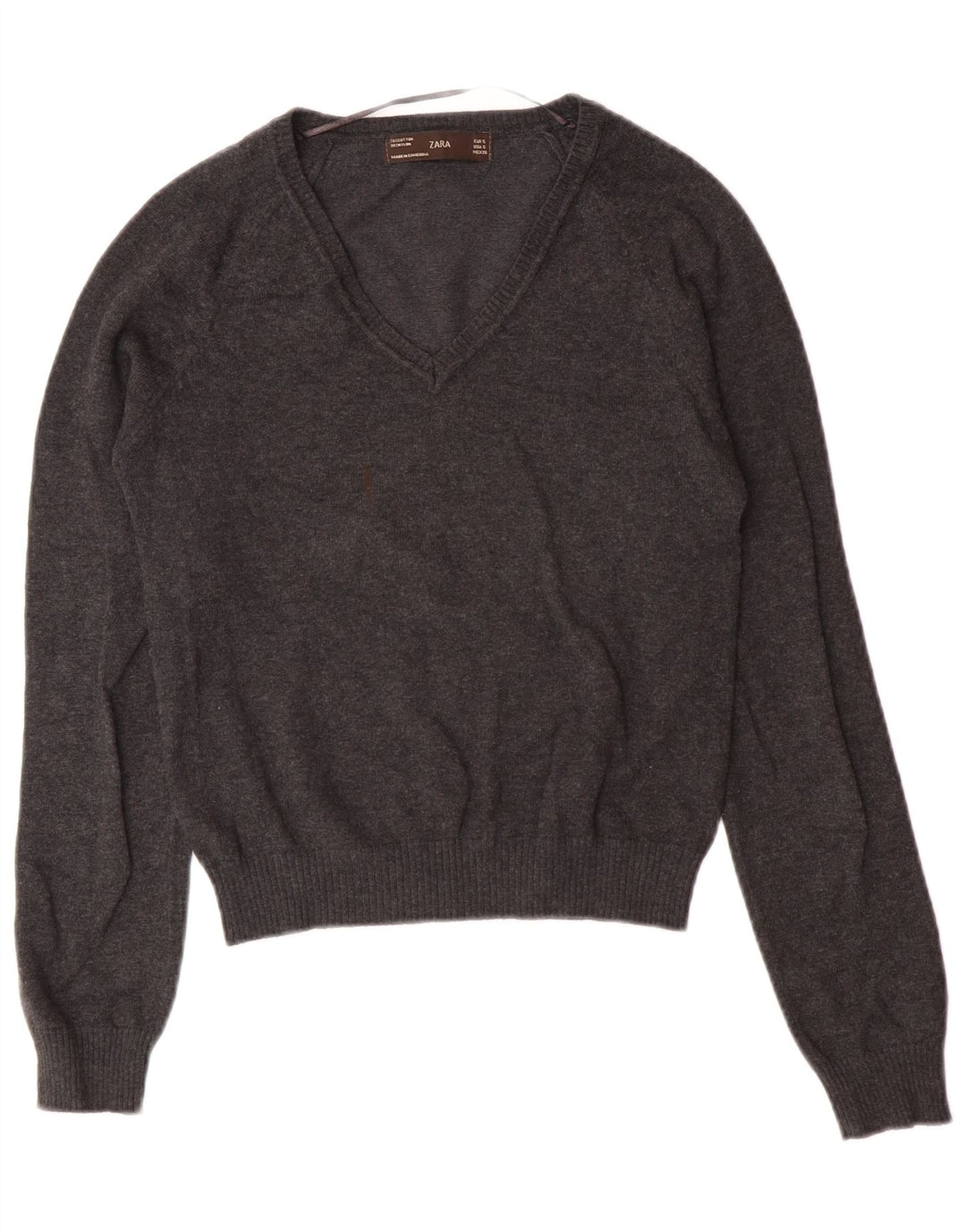 Suéter Zara Boys com decote em V 7-8 anos pequeno algodão cinza