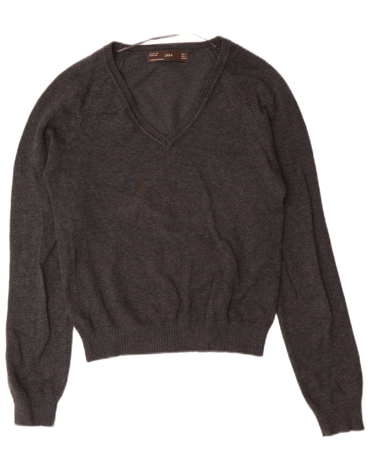 Suéter Zara Boys com decote em V 7-8 anos pequeno algodão cinza