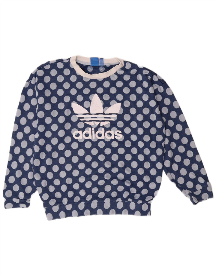 Adidas feminino gráfico moletom jumper reino unido 10 pequeno azul poliéster