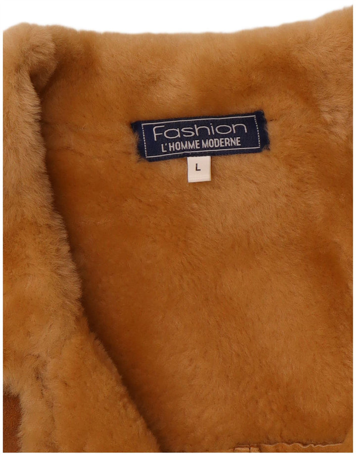 Jaqueta masculina vintage Shearling UK 40 grande marrom