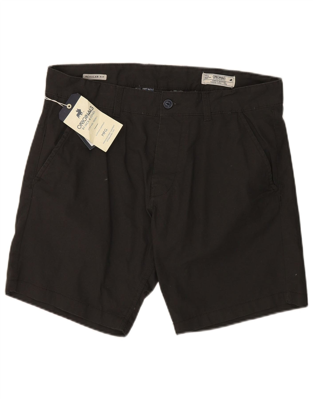 JACK & JONES Mens Regular Fit Chino Shorts W36 Grande Algodão Preto