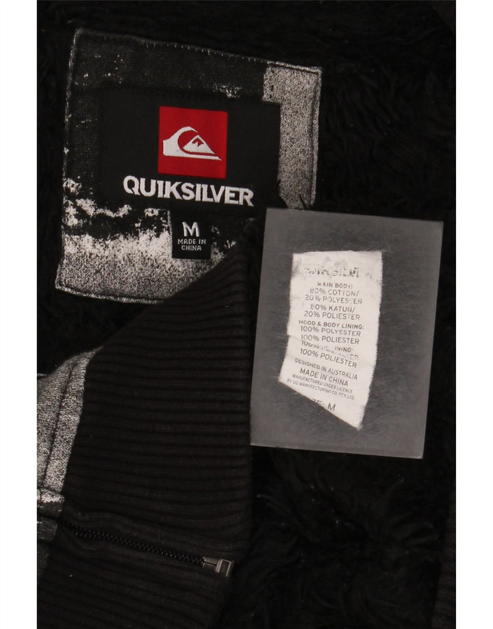 Suéter masculino Quiksilver com capuz e zíper médio preto algodão guingão