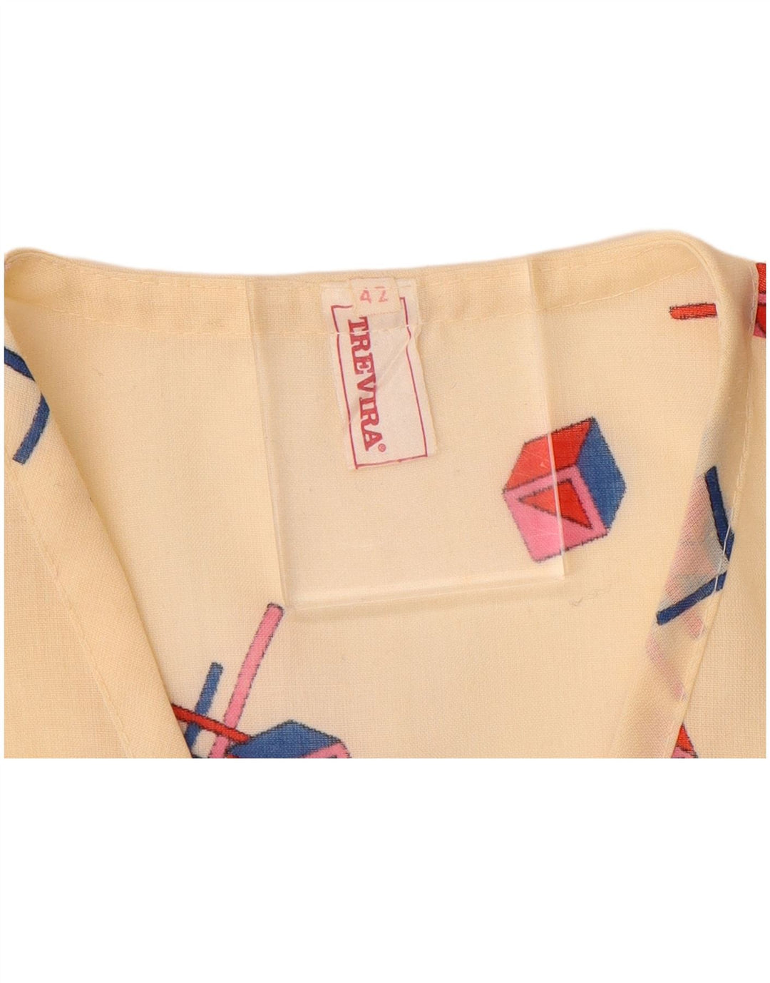Blusa feminina Trevira cropped manga comprida IT 42 médio bege geométrico