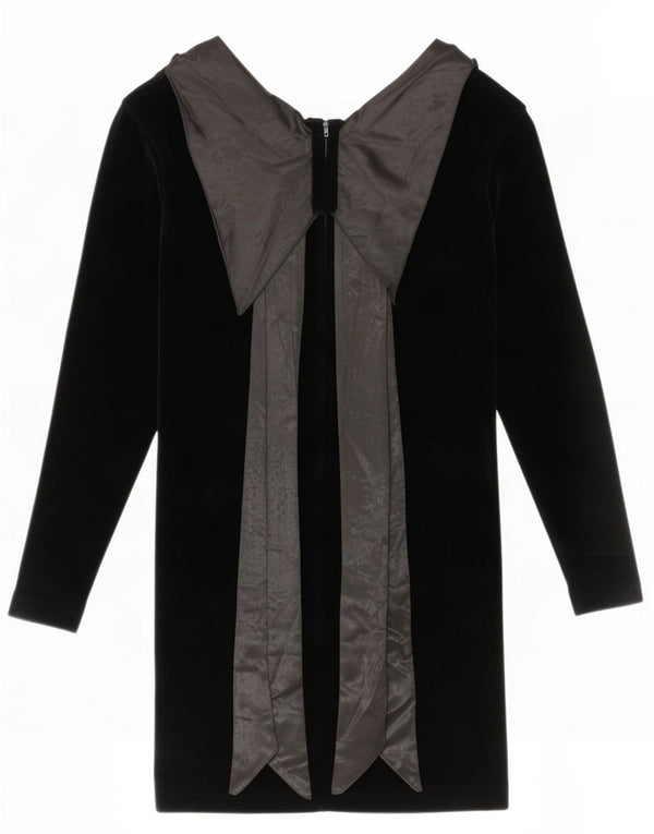 Vestido feminino vintage com bainha de manga comprida UK 10 pequeno preto