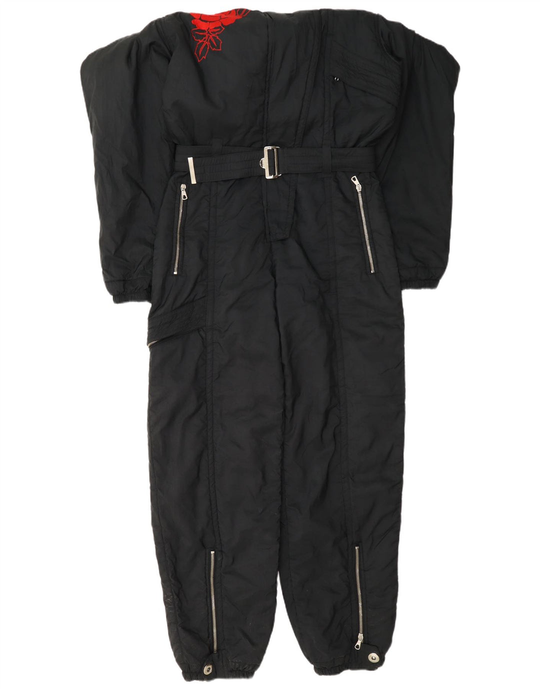 Belfe Macacão de esqui gráfico feminino Reino Unido 14 médio azul marinho nylon