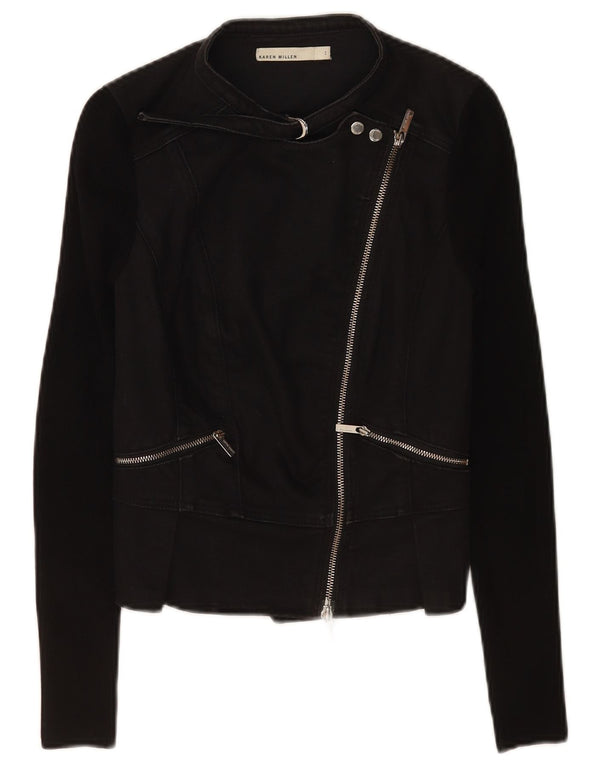 Jaqueta feminina Karen Millen Crop Biker US 1 2XS preta