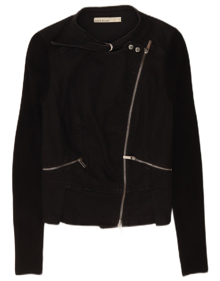 Jaqueta feminina Karen Millen Crop Biker US 1 2XS preta