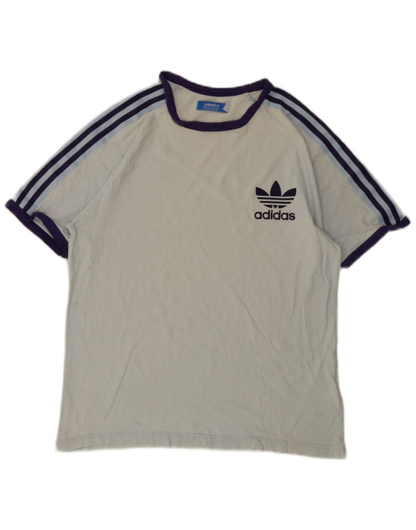 Adidas Mens Camiseta Top Grande Algodão Azul
