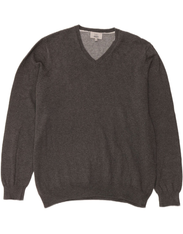 Suéter masculino Marks & Spencer com ajuste regular e decote em V XL algodão cinza
