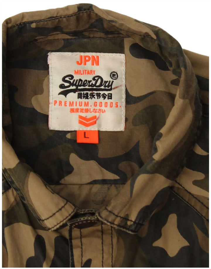 Camisa militar masculina de manga curta SUPERDRY grande camuflagem multicolorida
