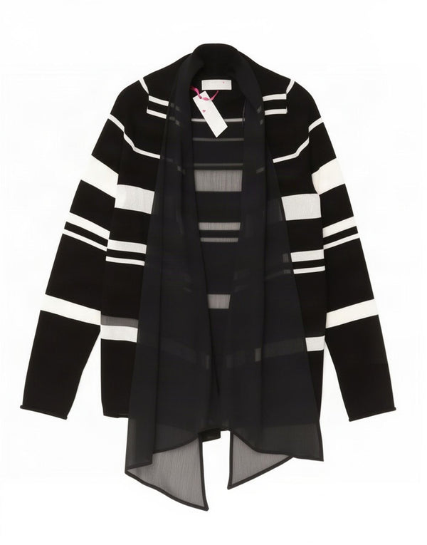 Marks & Spencer Womens Per Una Cardigan Assimétrico Top Reino Unido 16 Grande Preto