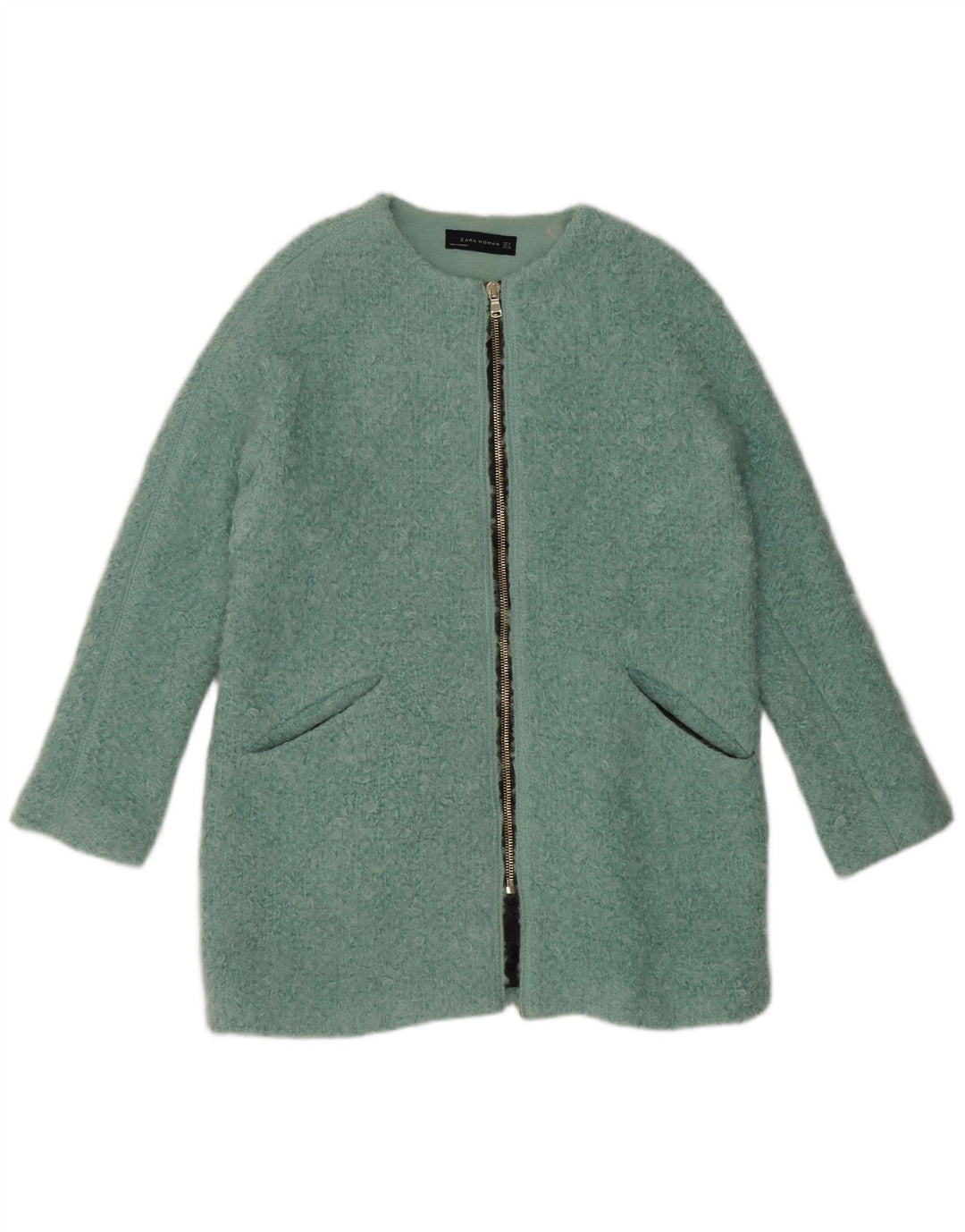 Sobretudo feminino Zara Oversized UK 14 algodão azul médio