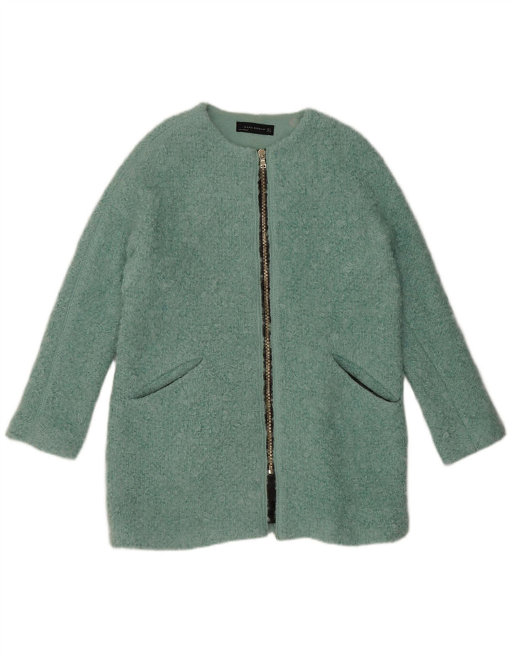Sobretudo feminino Zara Oversized UK 14 algodão azul médio