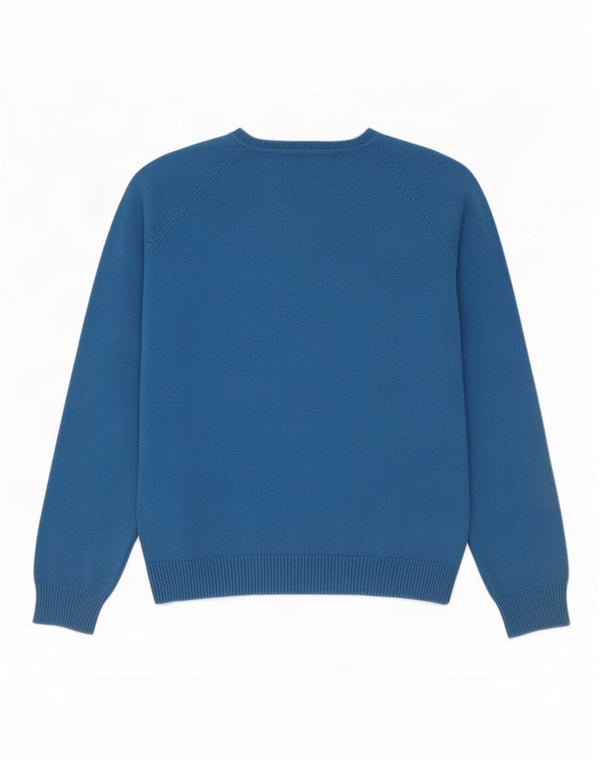 Suéter cardigã feminino Zara Reino Unido 14 grande algodão azul