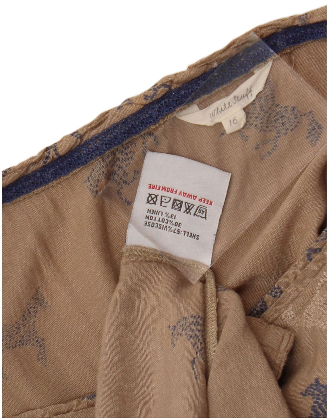 WHITE STUFF Vestido feminino estampado em linha A UK 16 grande bege estampa animal