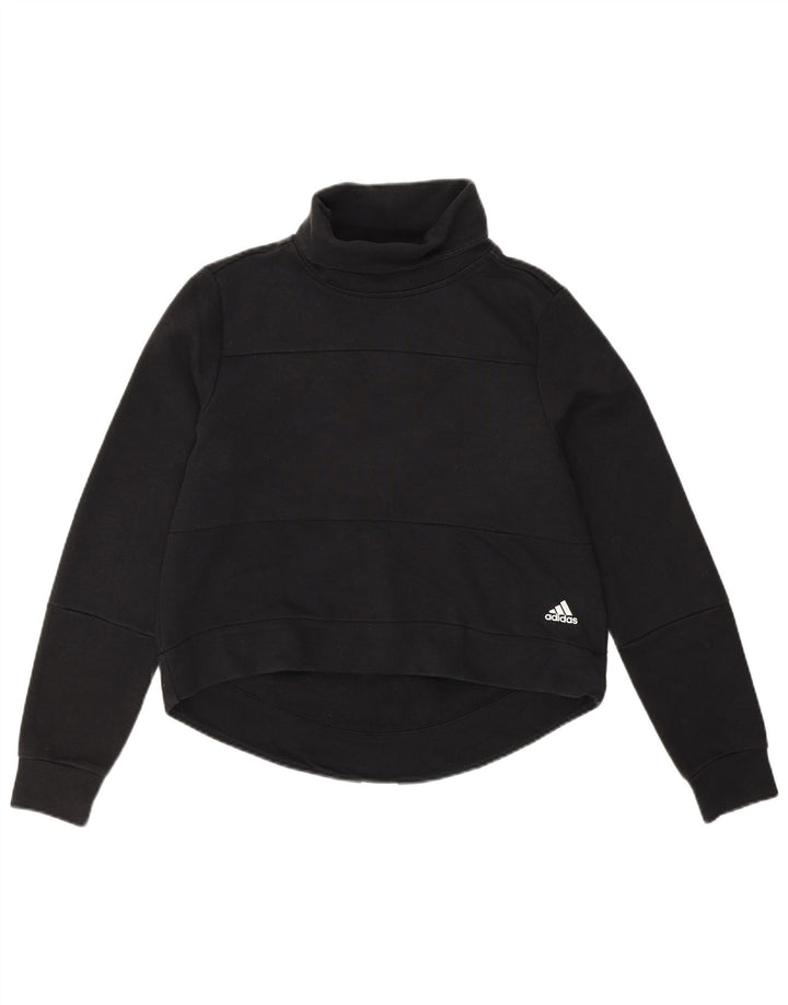 Adidas feminino gráfico moletom jumper reino unido 8/10 pequeno algodão preto
