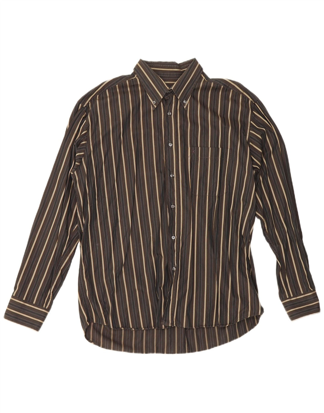 Camisa masculina Roccobarocco tamanho 43 17 XL listrada marrom