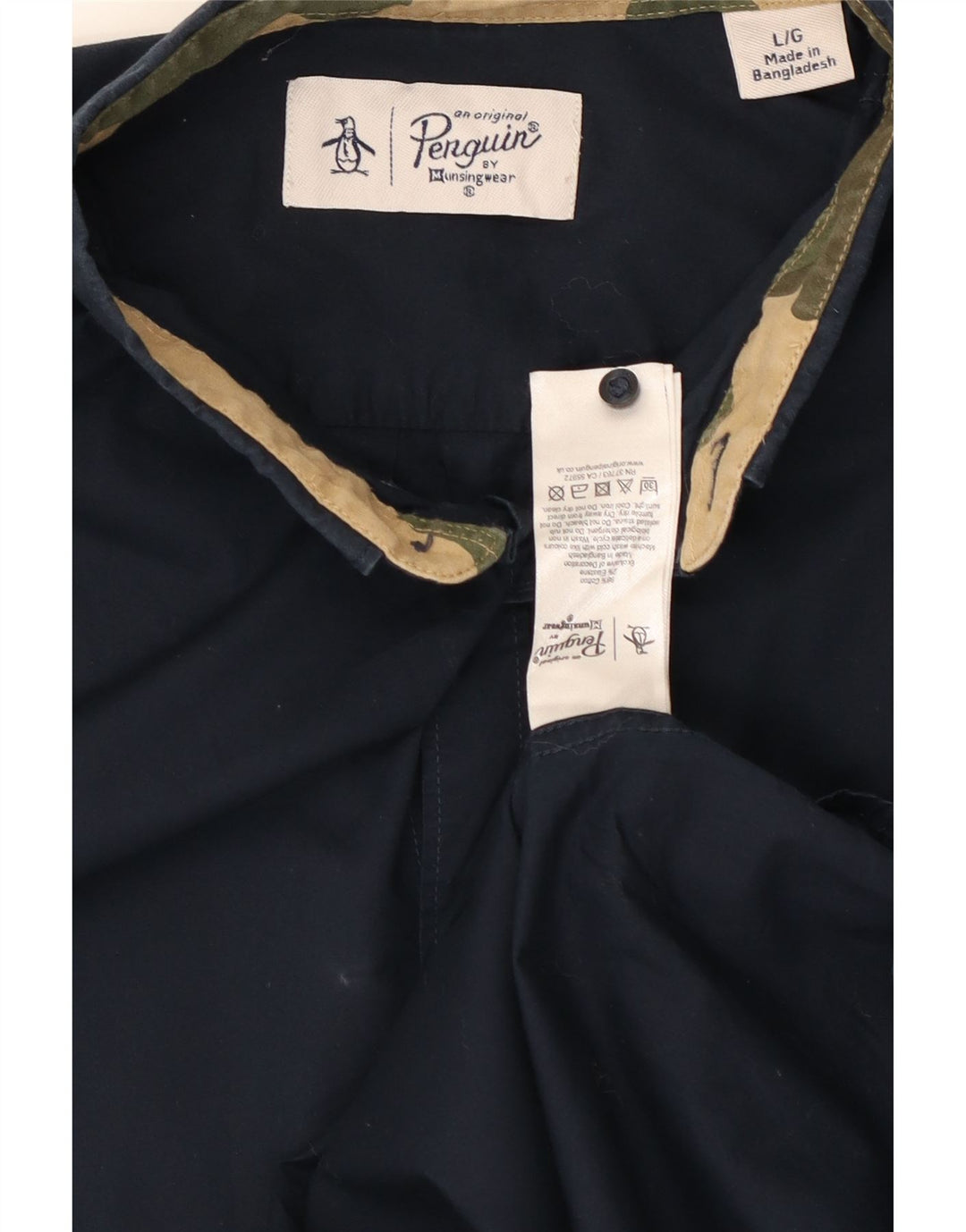 Camisa masculina Penguin grande algodão azul marinho