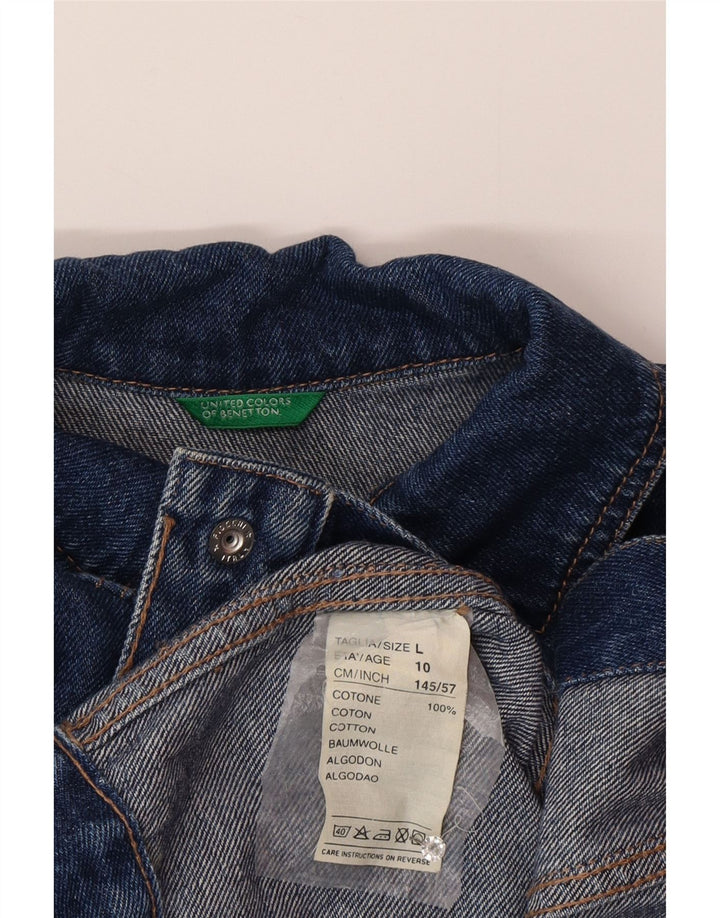Jaqueta jeans Benetton Boys 9-10 anos grande algodão azul
