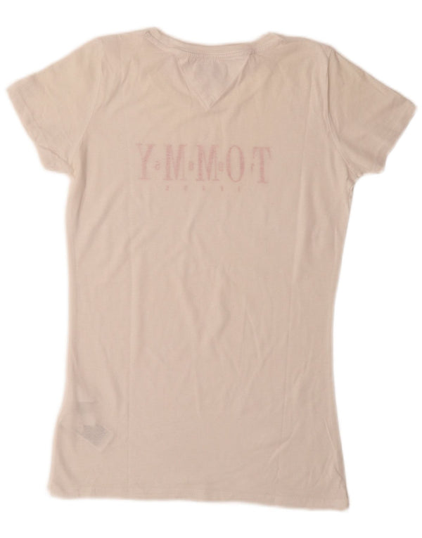 Camiseta feminina Tommy Hilfiger com estampa gráfica UK 12 algodão branco médio