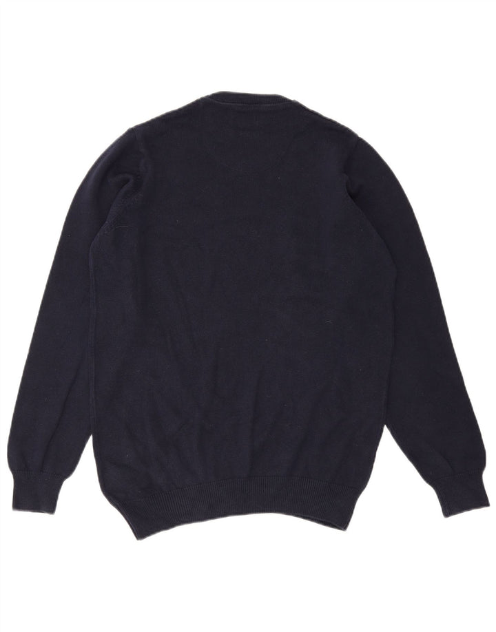 Suéter masculino MARKS & SPENCER com gola redonda, pequeno algodão azul marinho