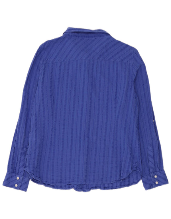 Camisa Tommy Hilfiger Feminina UK 16 Grande Algodão Listrado Azul