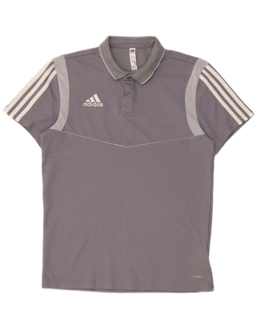 Camisa polo masculina Adidas Climalite pequena cinza colorblock algodão