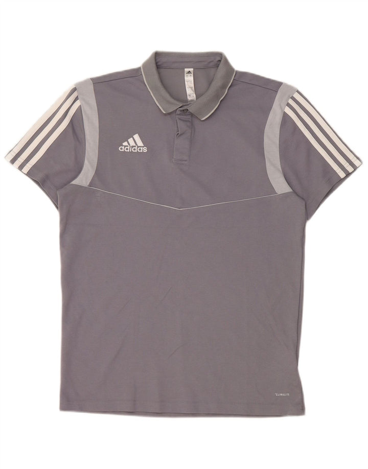 Camisa polo masculina Adidas Climalite pequena cinza colorblock algodão