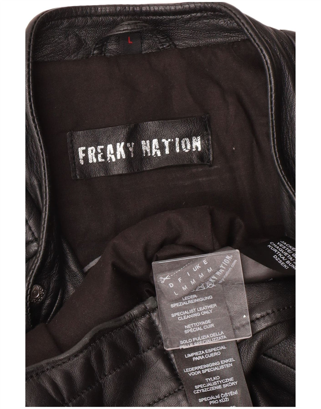 Jaqueta masculina de couro para motociclista Freaky Nation Reino Unido 38 couro preto médio