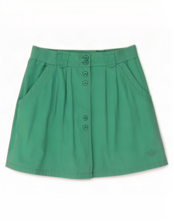 Mini saia feminina Adidas UK 10 pequena W26 algodão verde