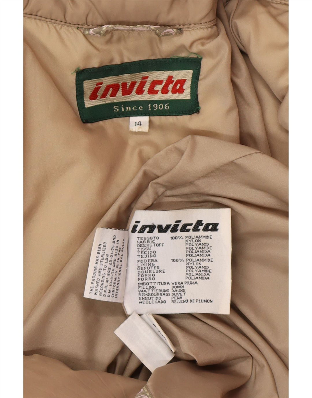 Casaco acolchoado feminino Invicta UK 14 poliamida bege médio