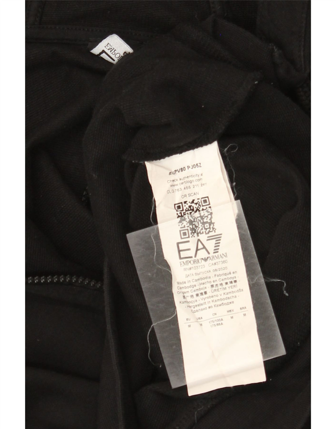 Suéter feminino com capuz e zíper EMPORIO ARMANI Reino Unido 14 algodão preto médio