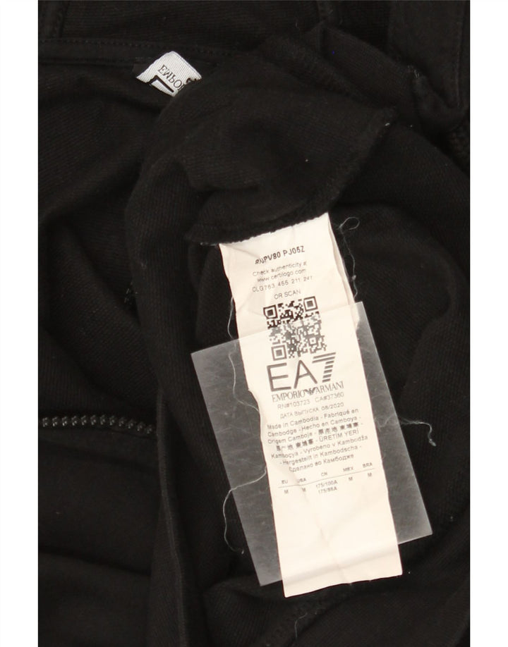 Suéter feminino com capuz e zíper EMPORIO ARMANI Reino Unido 14 algodão preto médio