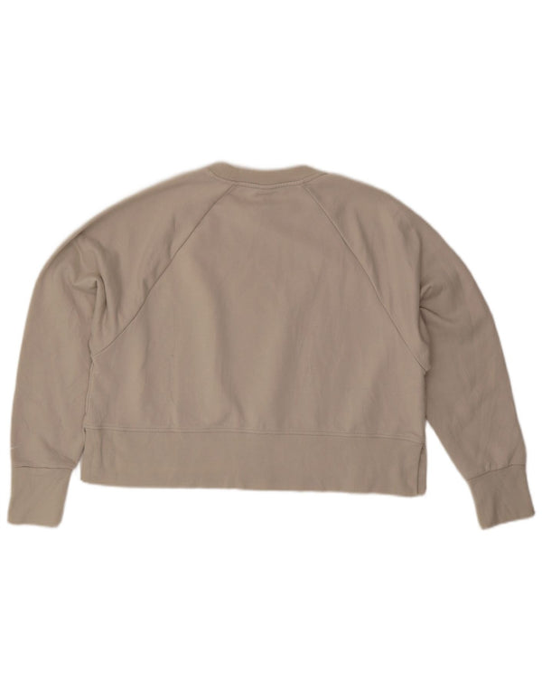 NIKE Womens Oversized Crop Graphic Moletom Jumper UK 14 Médio Bege