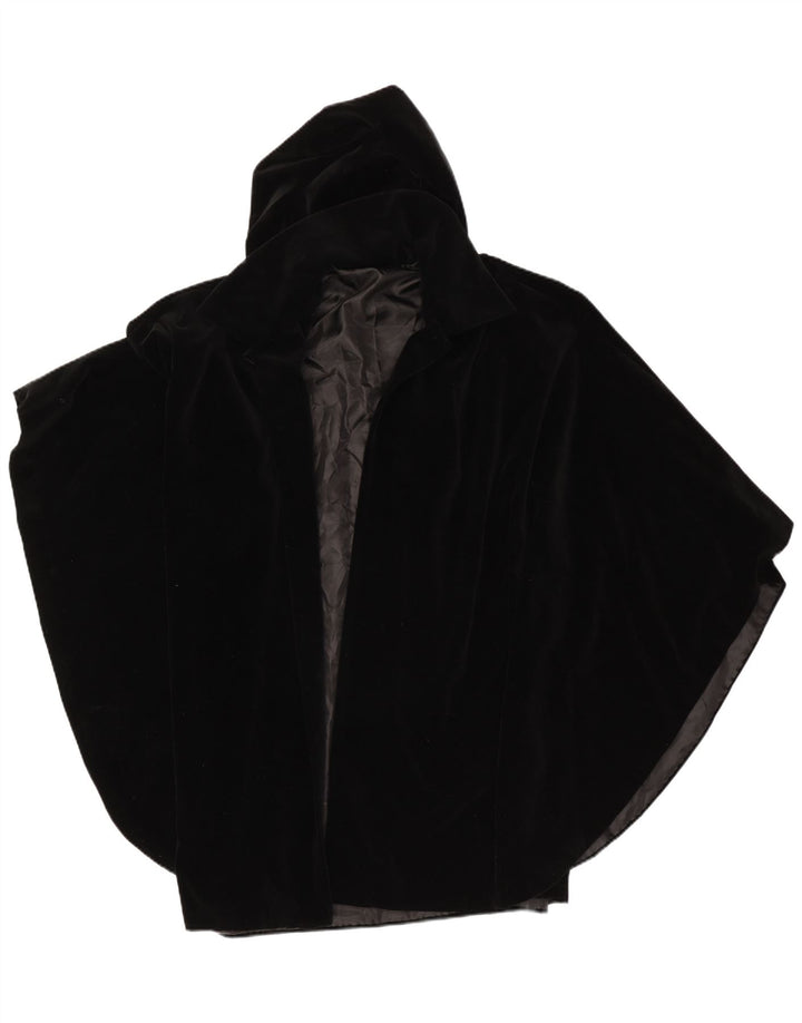 Casaco poncho feminino vintage aberto com capuz tamanho único preto