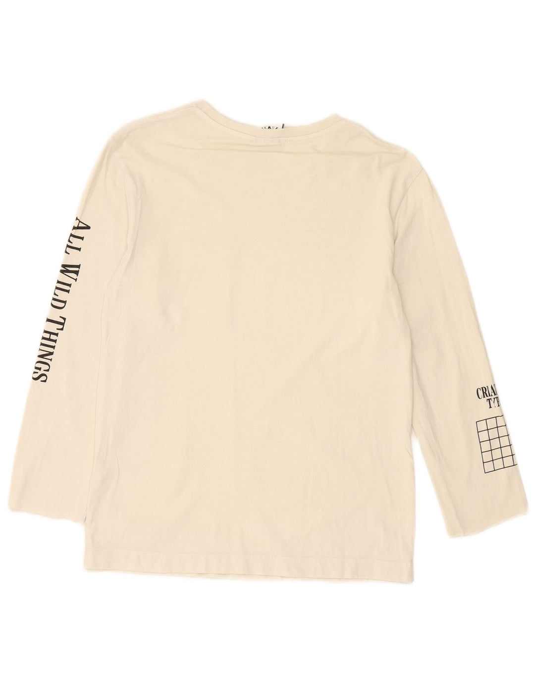 Top gráfico masculino ZARA manga comprida pequeno algodão branco